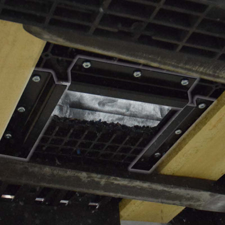 Seed Box Rail for Sliding Discharge Door highlighted on hopper