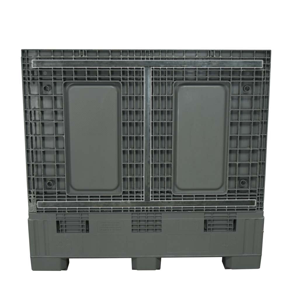 40" x 48" x 46" Plastic Gaylord side cut away to expose steel bars