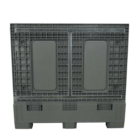 40" x 48" x 46" Plastic Gaylord side cut away to expose steel bars