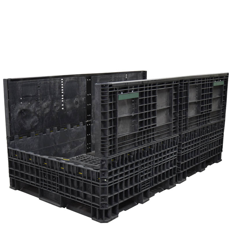 90" x 48" x 42" Extended-Length Collapsible Bulk Container two walls down