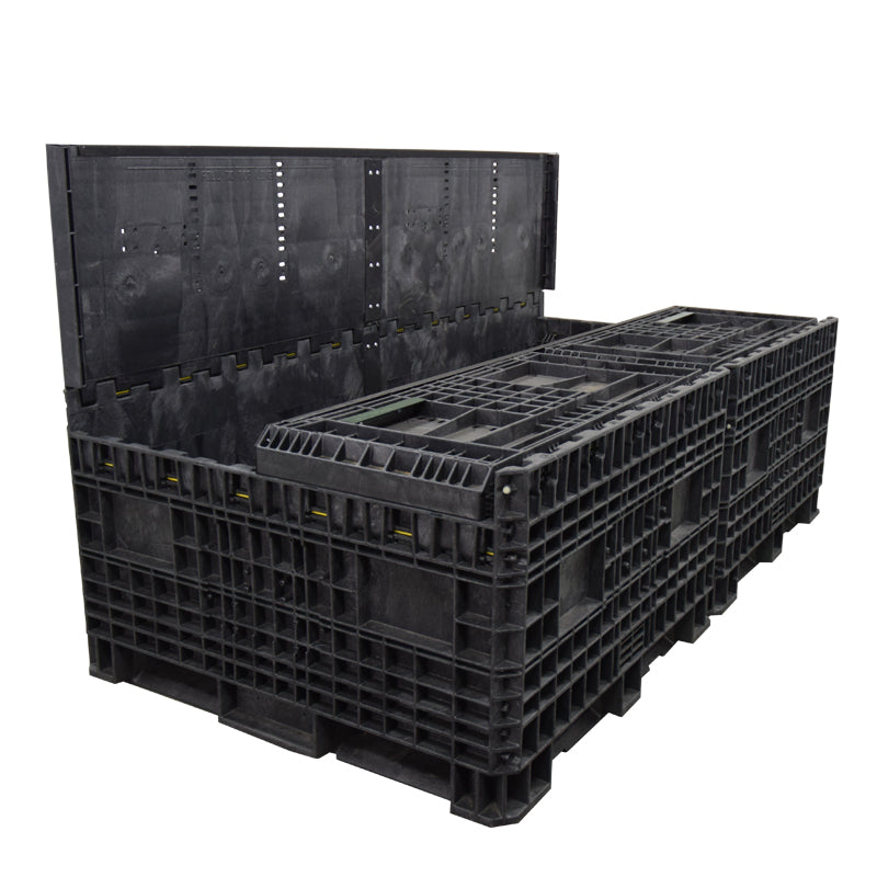 90" x 48" x 50" Extended-Length Collapsible Bulk Container three walls down