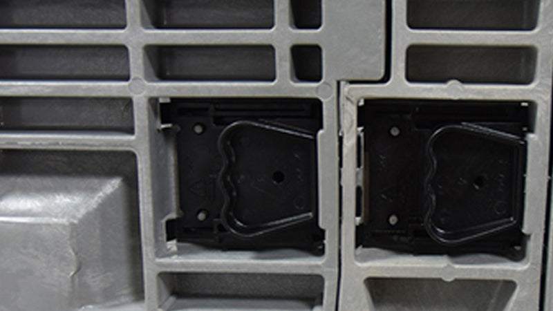 Grey bulk container with black latches