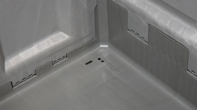 Grey bulk bin with drain holes