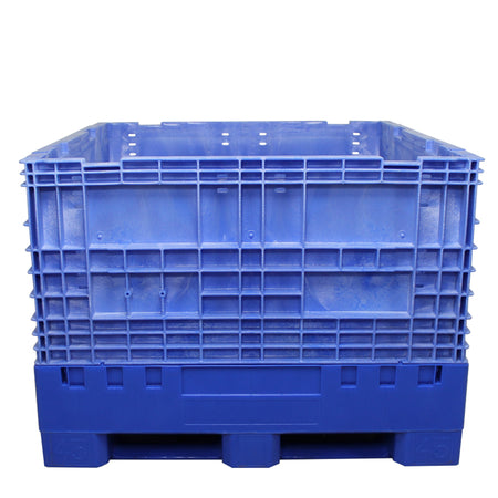 45" x 48" x 34" Blue Extra-Duty Collapsible Bulk Container side view