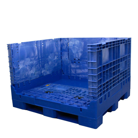 45" x 48" x 34" Blue Extra-Duty Collapsible Bulk Container one wall down