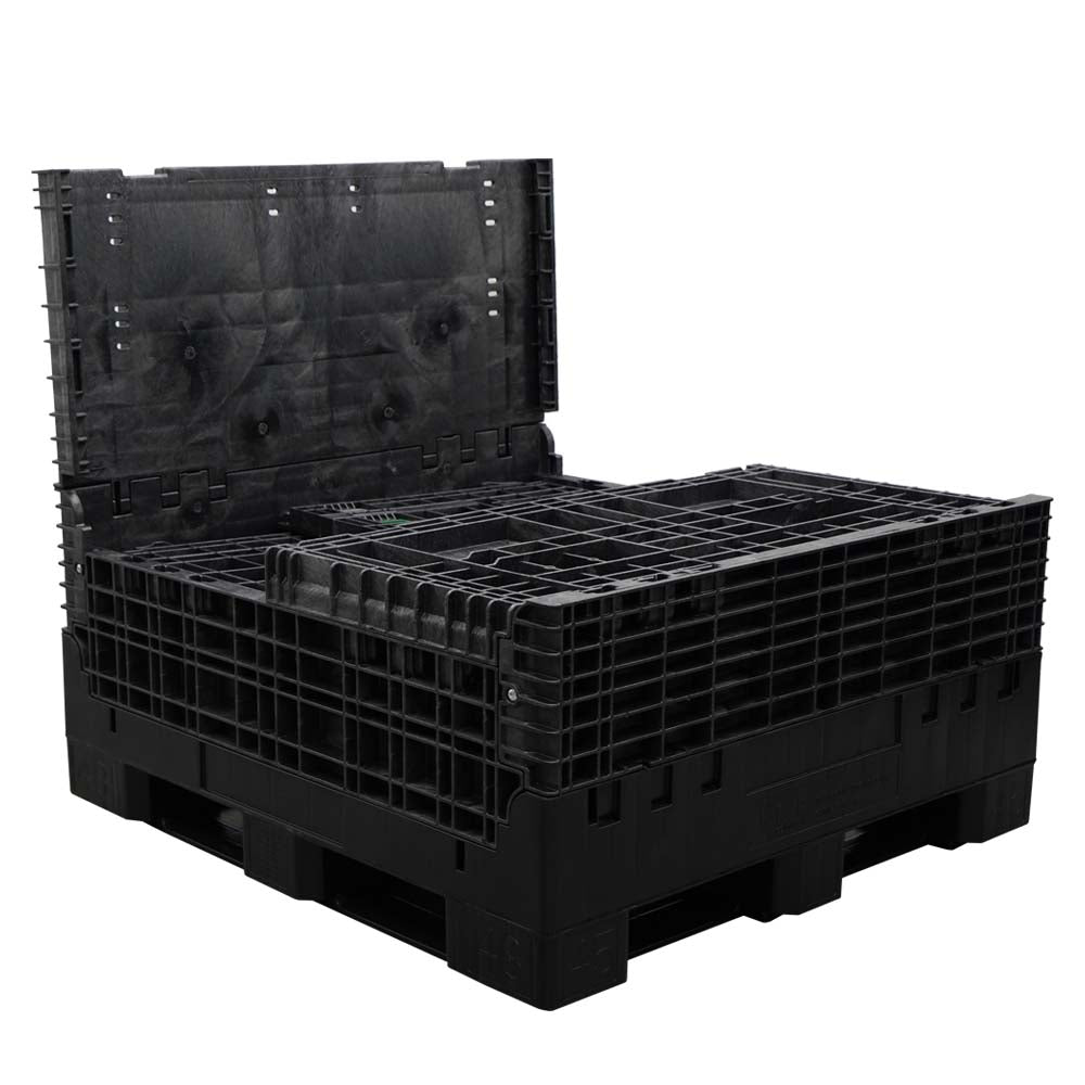 45x48x44 solid floor bulk container three walls down
