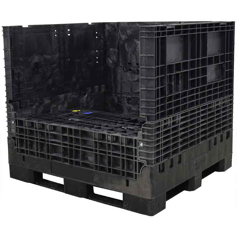 45x48x44 solid floor bulk container one wall down