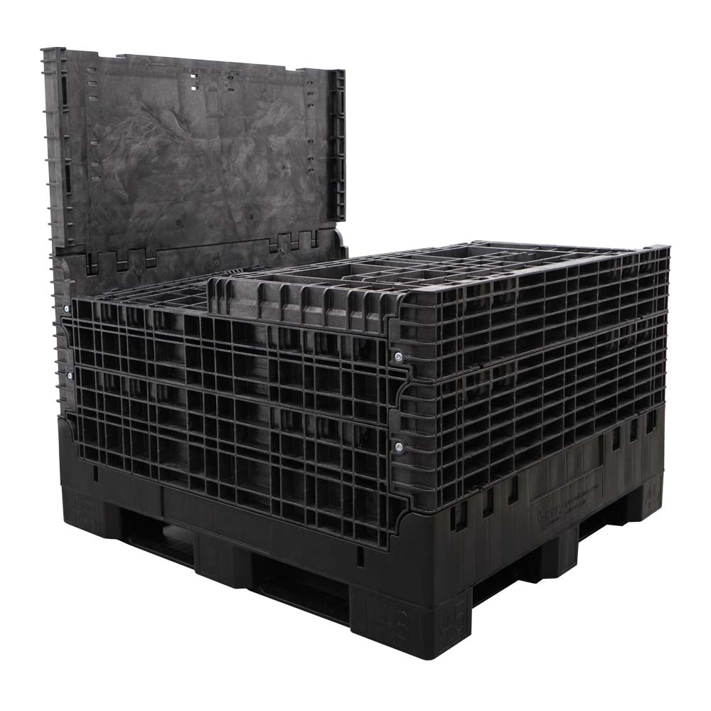 45" x 48" x 51" Solid Floor Collapsible Bulk Container three walls down