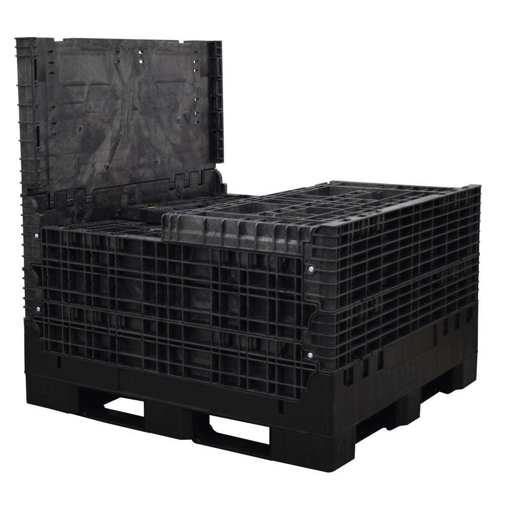 45" x 48" x 51" Solid Floor Collapsible Bulk Container three walls down