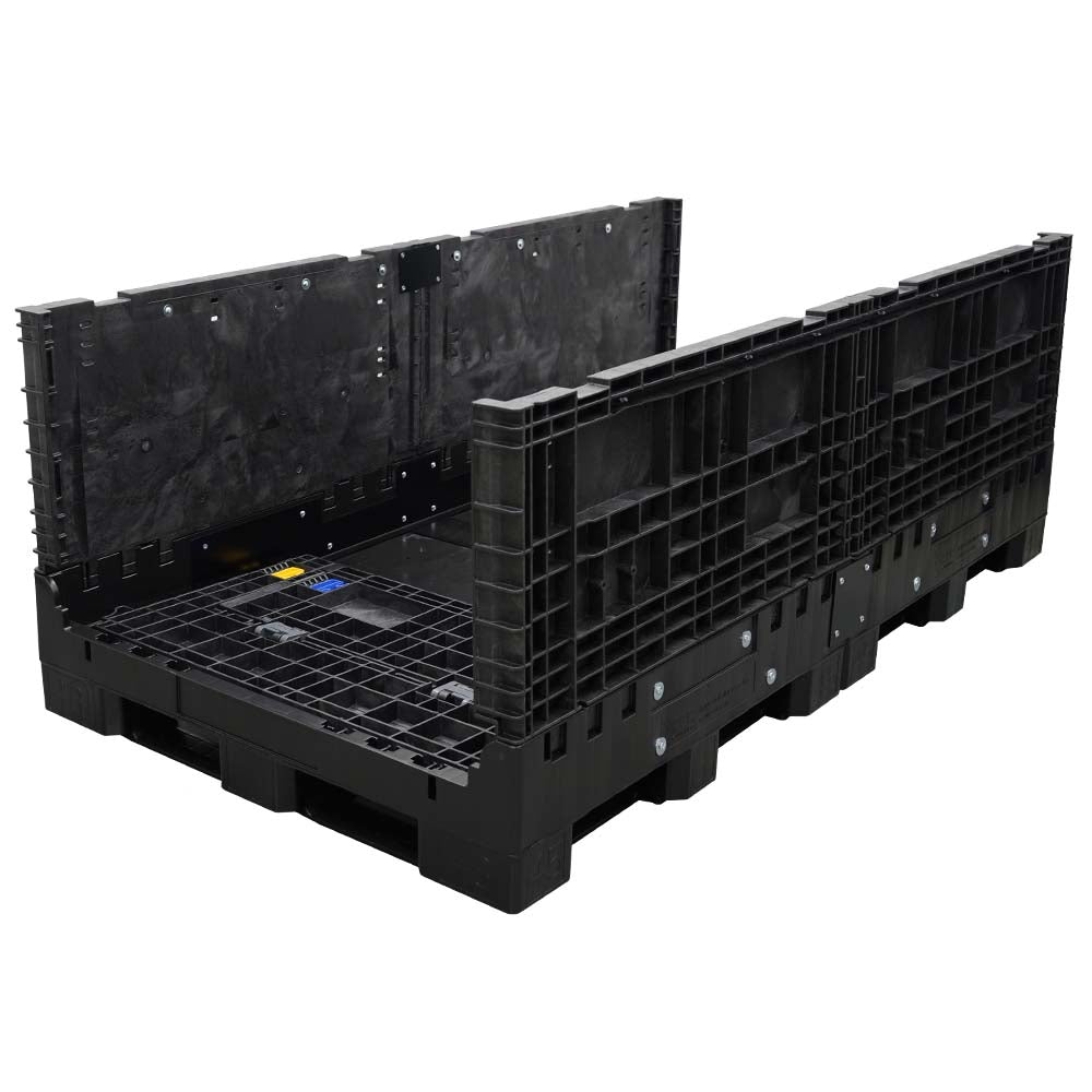 90" x 48" x 34" Medium-Duty Extended-Length Collapsible Bulk Container two walls down