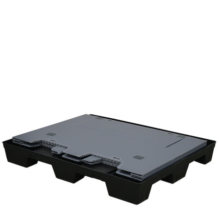 40" x 48" x 34" Plastic Pallet Pack Container collapsed sleeve on pallet