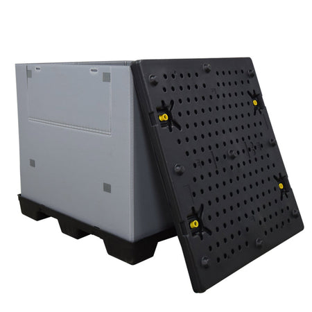 45" x 48" x 45" Plastic Pallet Pack Container lid off to the side