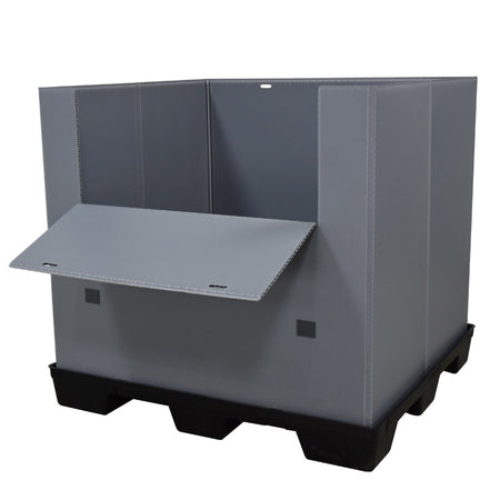 45" x 48" x 45" Plastic Pallet Pack Container one door down