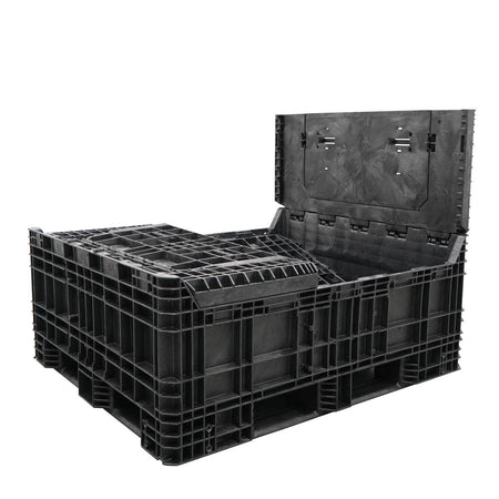 57" x 48" x 44" Extended-Length Collapsible Bulk Container three walls down