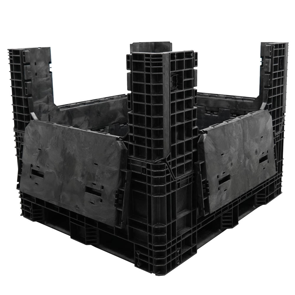 57" x 48" x 44" Extended-Length Collapsible Bulk Container four drop doors 