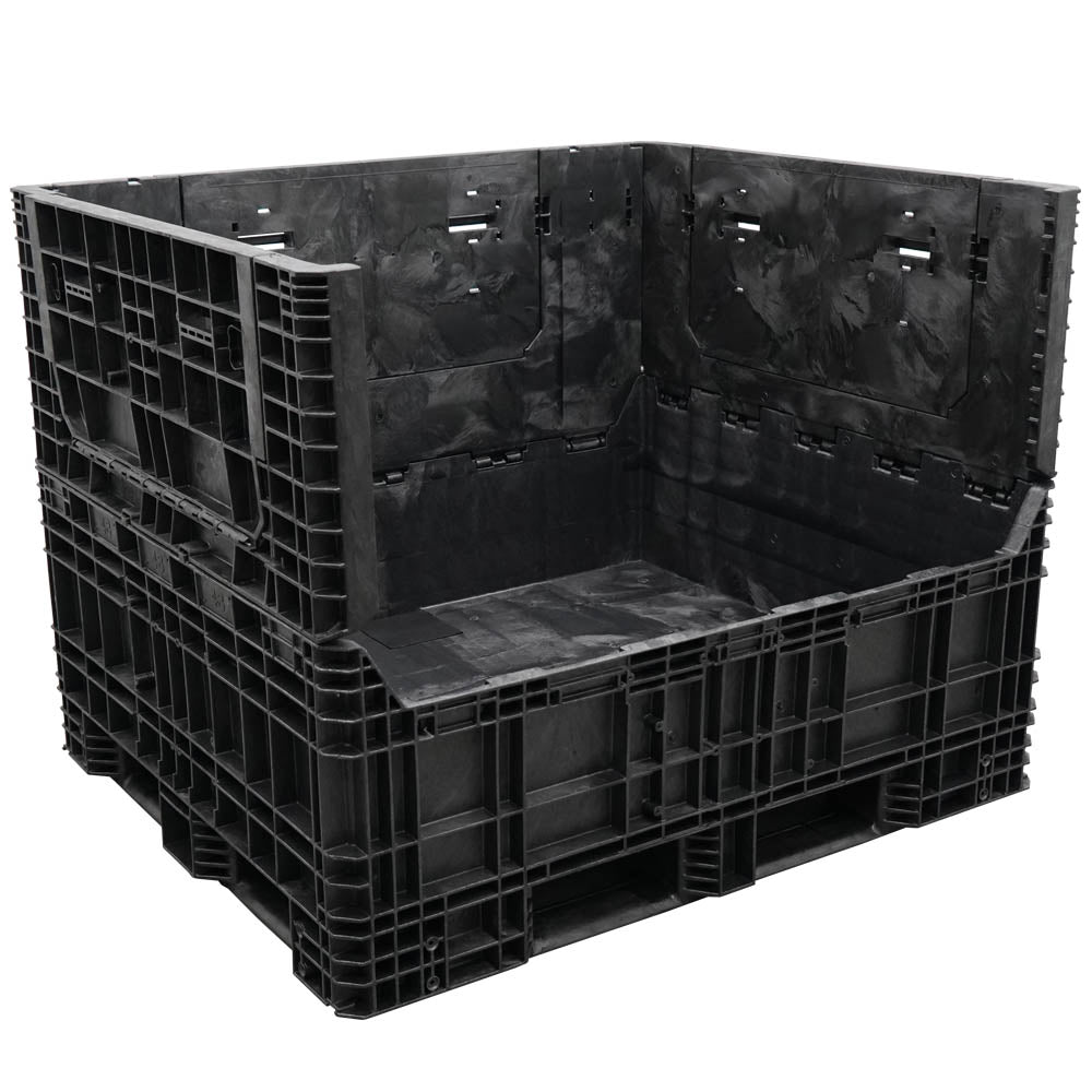 57" x 48" x 44" Extended-Length Collapsible Bulk Container one wall down