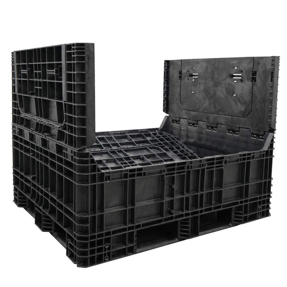 57" x 48" x 44" Extended-Length Collapsible Bulk Container two walls down