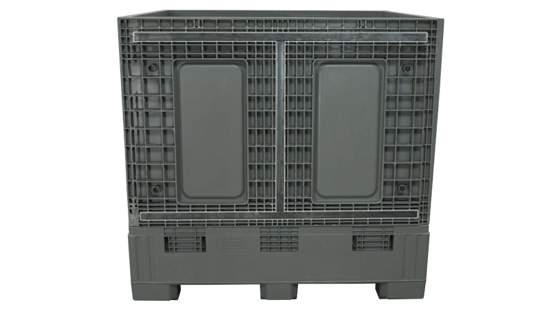 Plastic gaylord side wall cut away showing steel bars