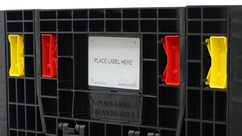 Yellow and red laches with label panel