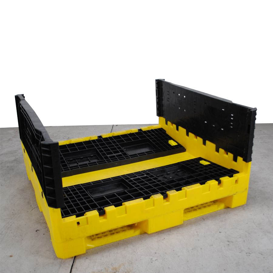 45" x 48" x 25" Used Collapsible Bulk Container two walls down